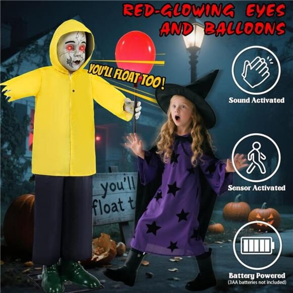 Halloween Animatronics Decorations 4FT Outdoor Scary Life Size Boy Animated - Picture 4 of 8